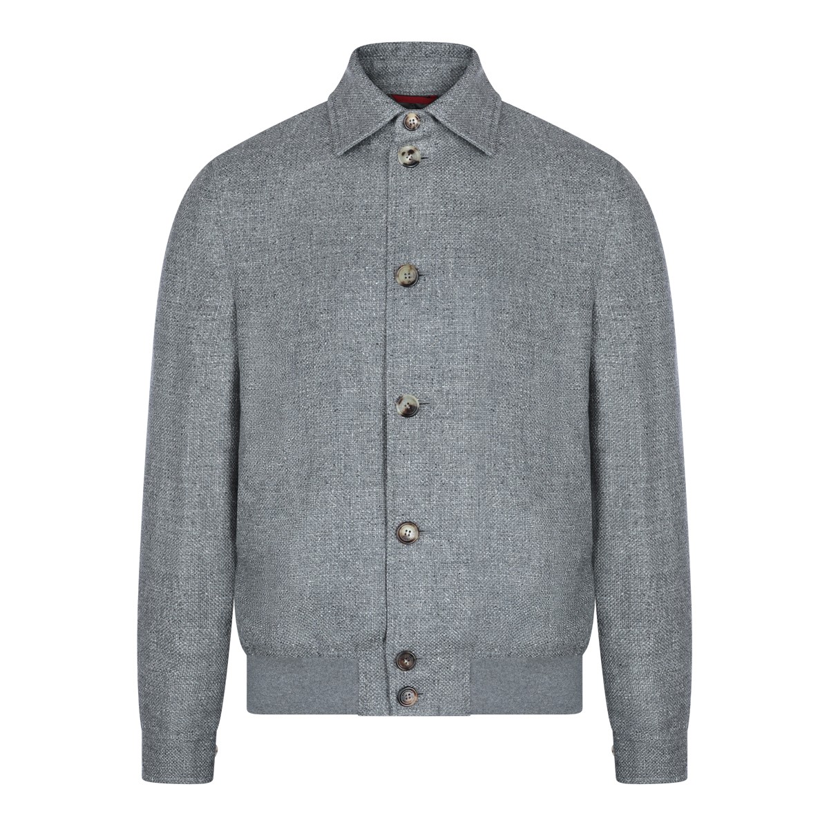 GREY SILK LINEN BLEND CASUAL JACKET