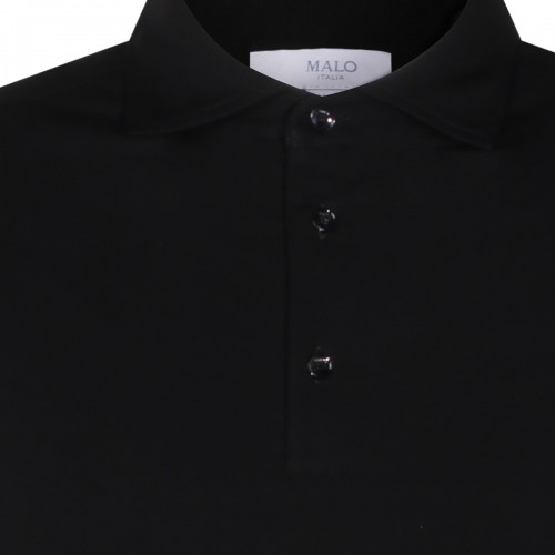 BLACK COTTON POLO SHIRT