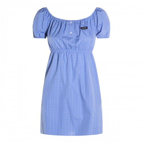 LIGHT BLUE COTTON MINI DRESS