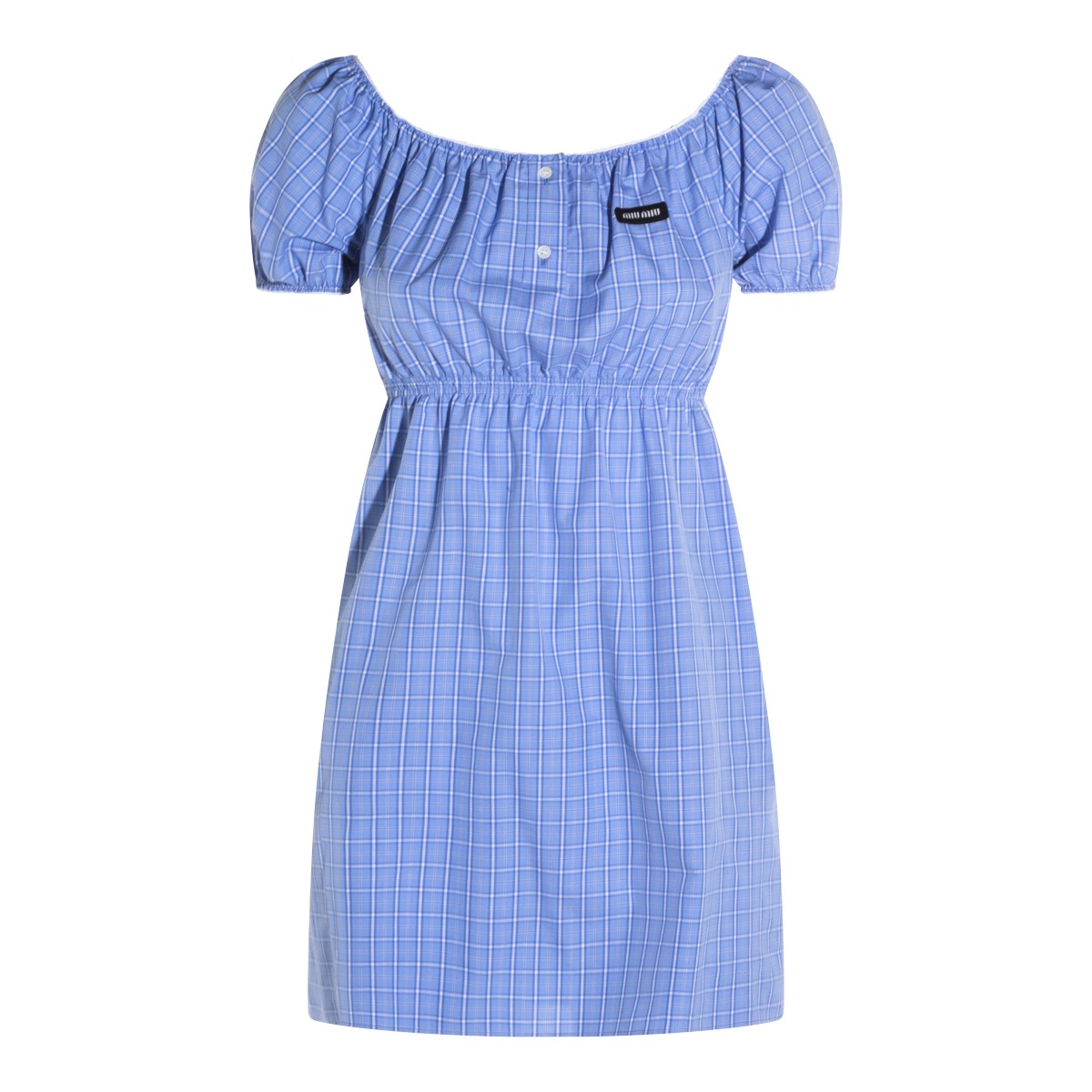 LIGHT BLUE COTTON MINI DRESS