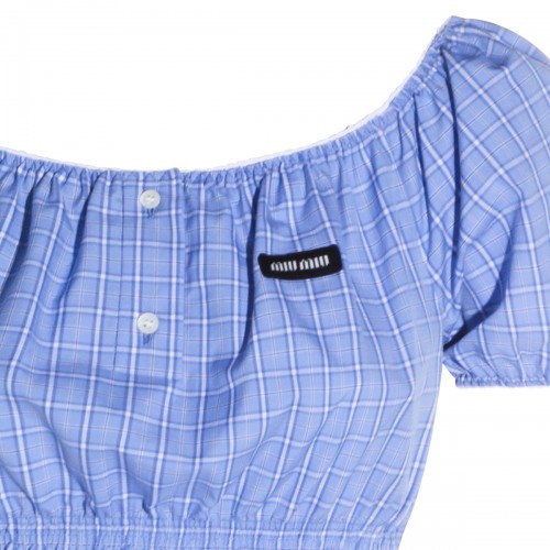 LIGHT BLUE COTTON MINI DRESS