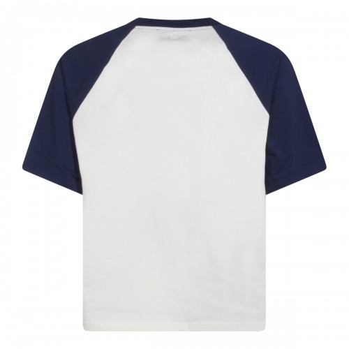 WHITE AND BLUE COTTON T-SHIRT
