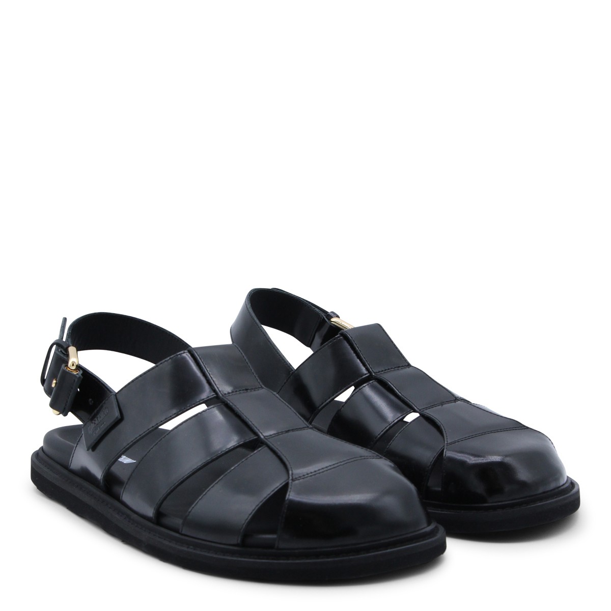 BLACK LEATHER SANDALS