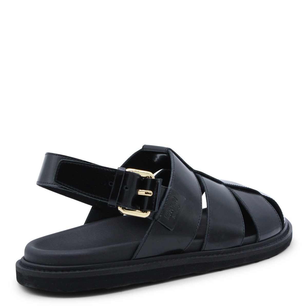 BLACK LEATHER SANDALS