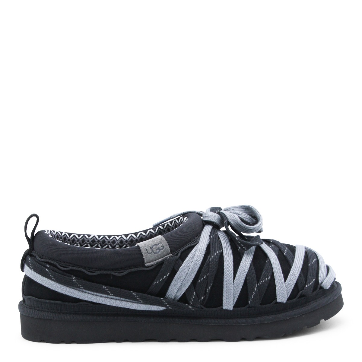 BLACK LEATHER TASMAN LACES FLATS