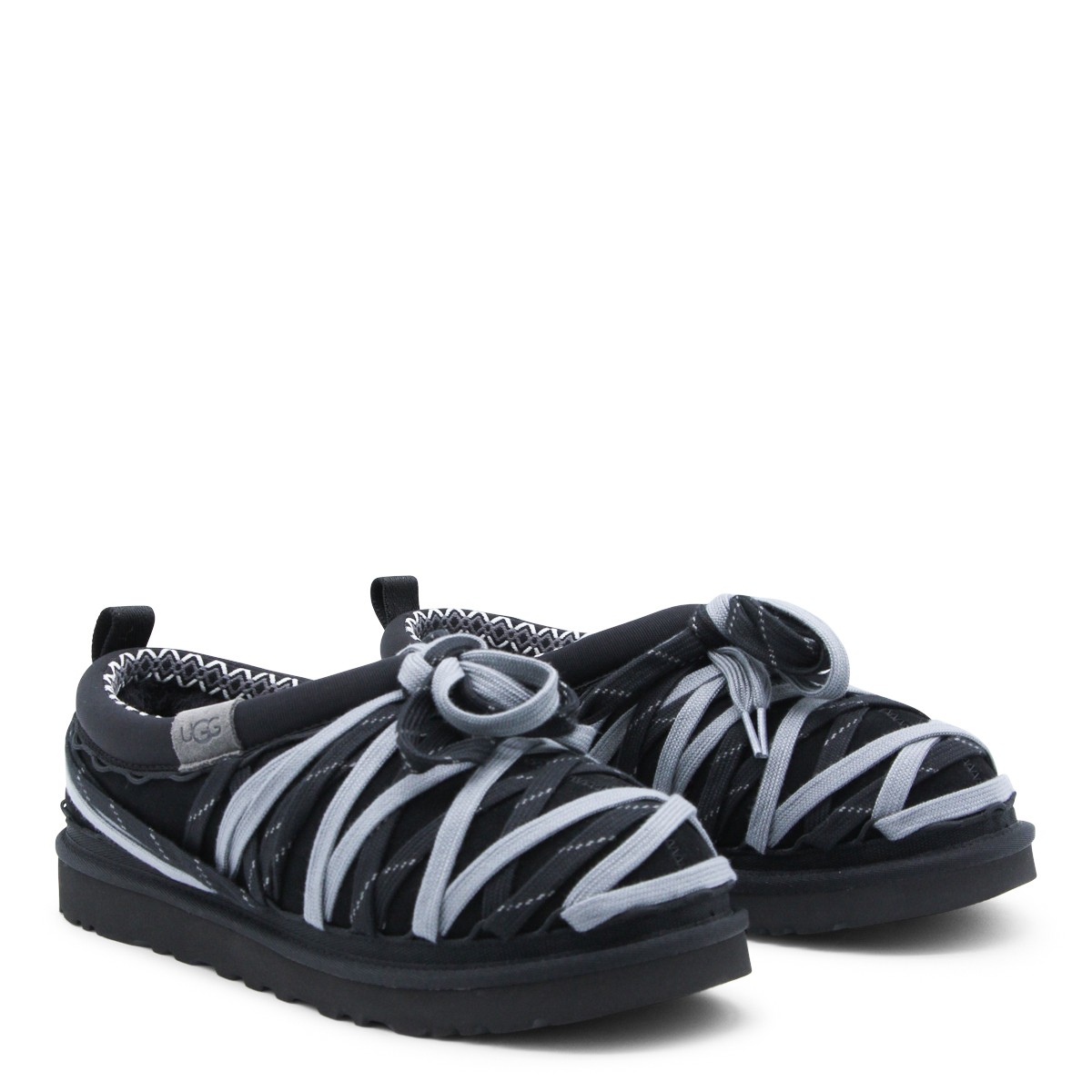 BLACK LEATHER TASMAN LACES FLATS