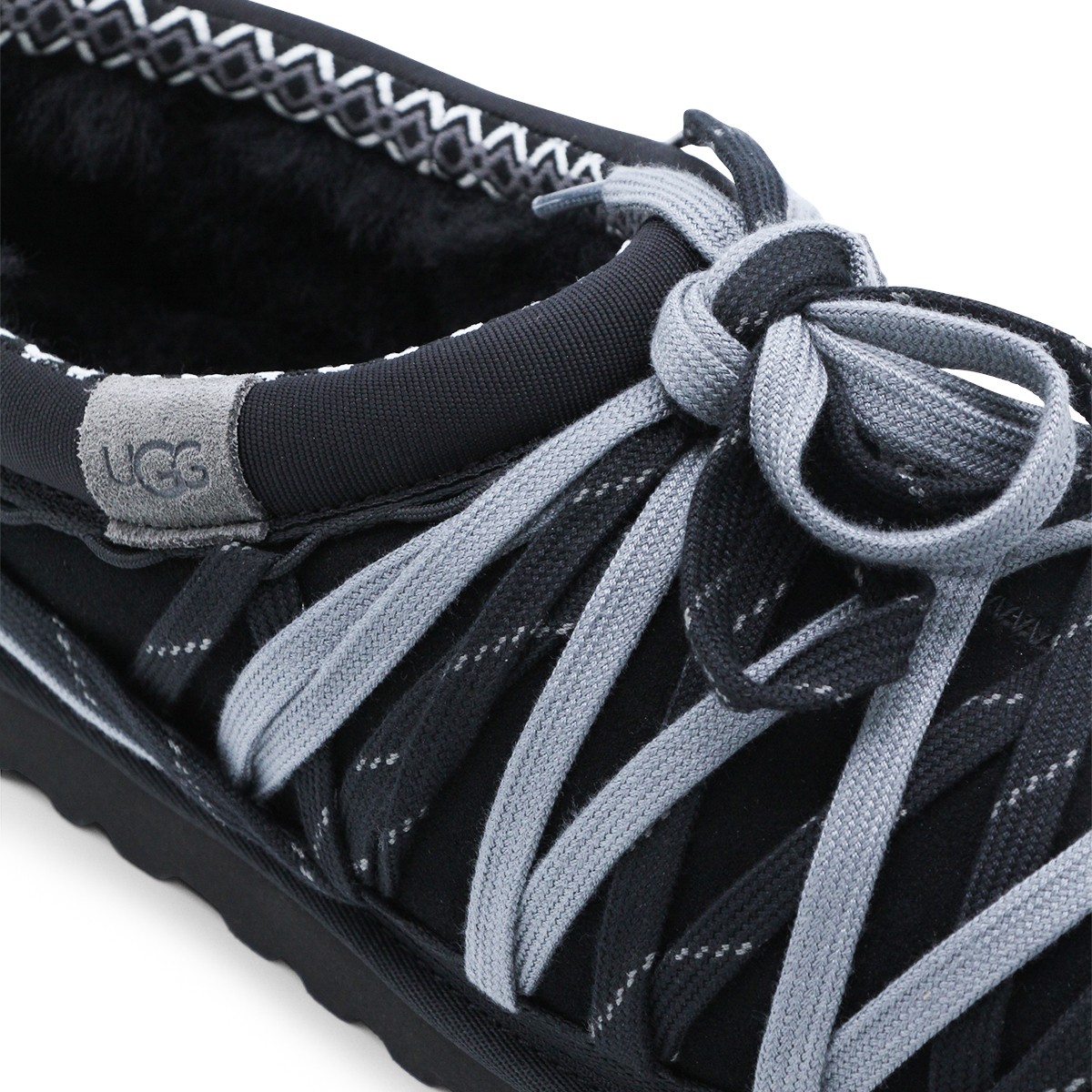BLACK LEATHER TASMAN LACES FLATS