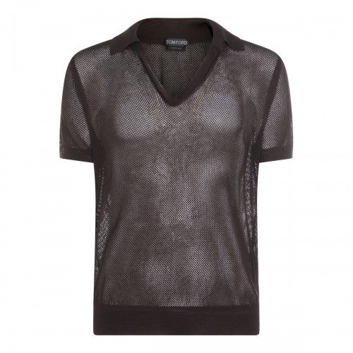 DARK BROWN COTTON POLO SHIRT