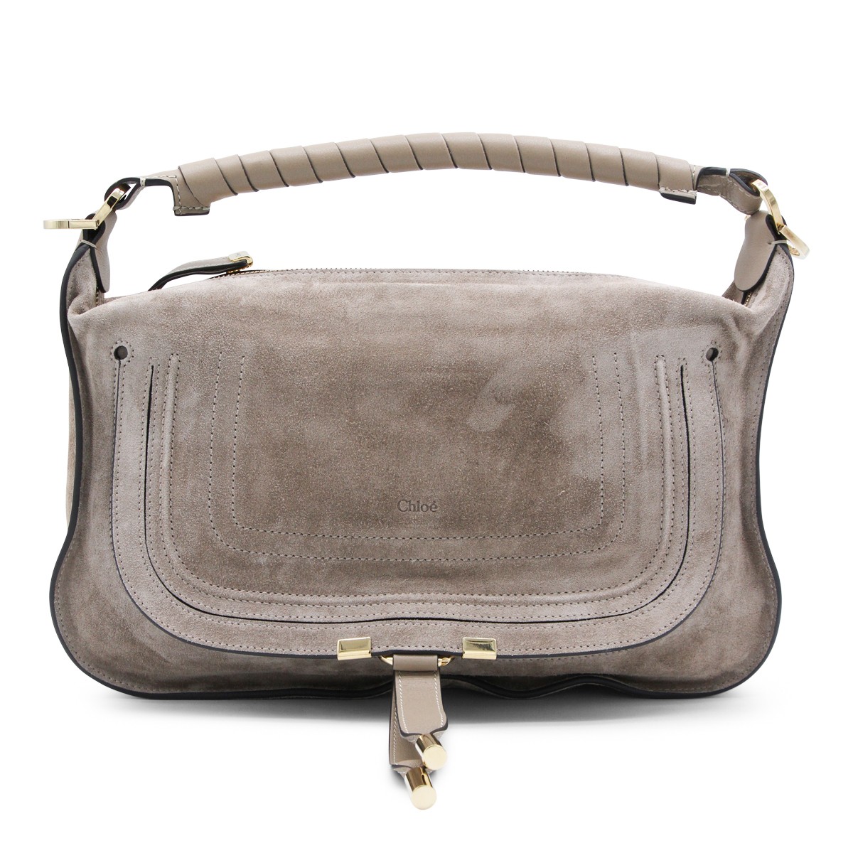 BROWN LEATHER MARCIE TOP HANDLE BAG
