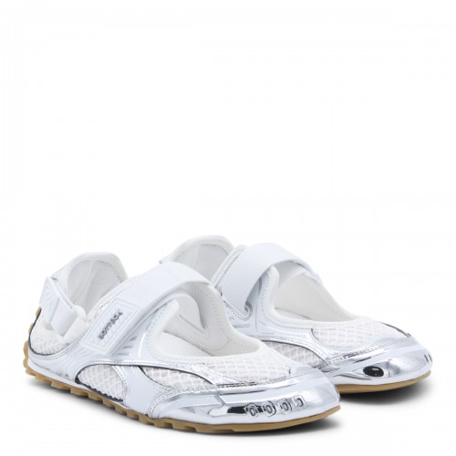 SILVER AND WHITE MARY JANE ORBIT FLASH SNEAKERS