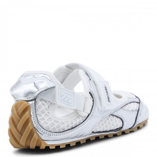 SILVER AND WHITE MARY JANE ORBIT FLASH SNEAKERS