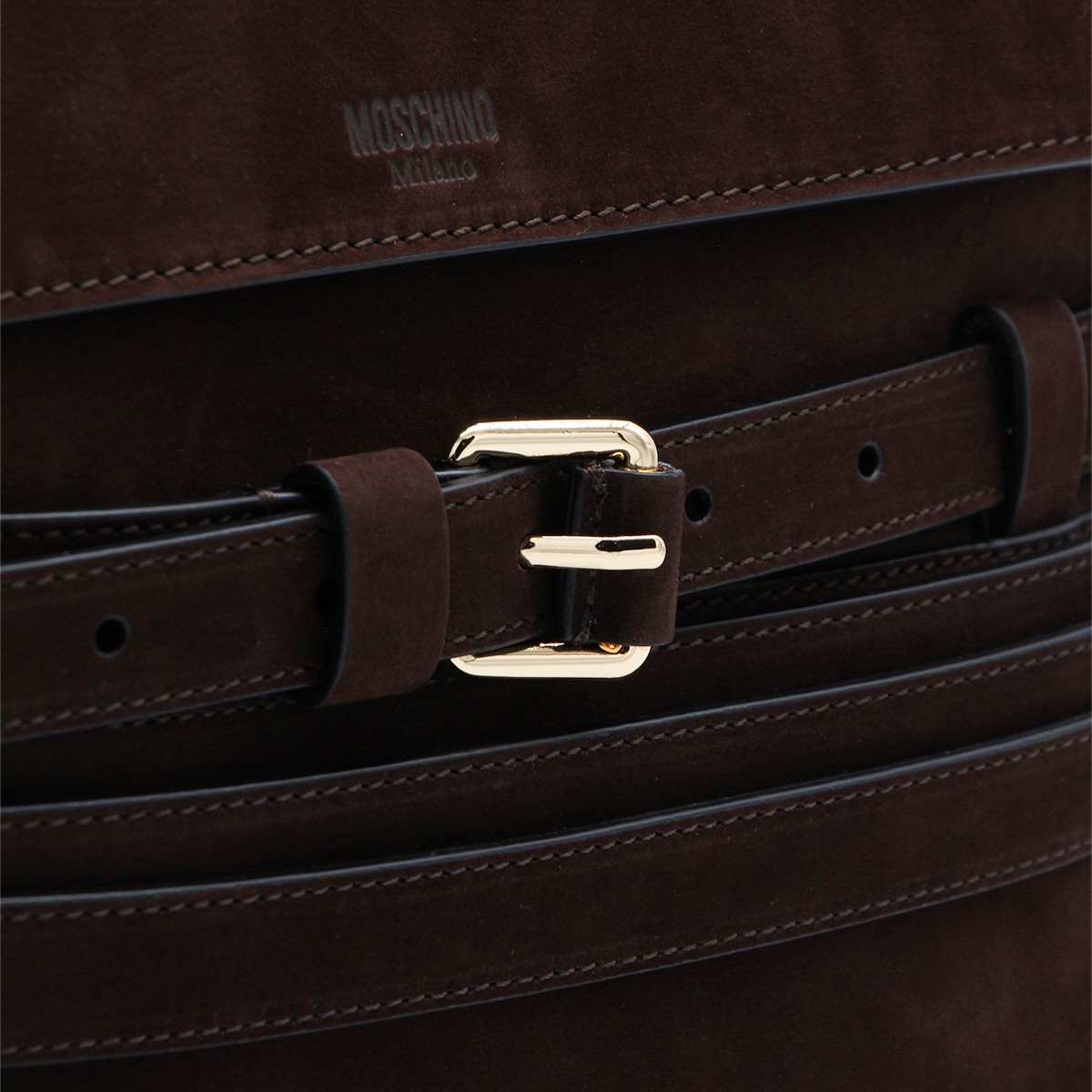 CHOCOLATE LEATHER TOP HANDLE BAG
