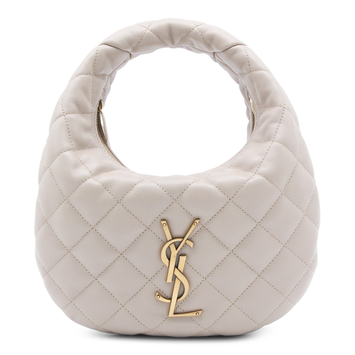 DARK BEIGE LEATHER ICARE B TOP HANDLE...