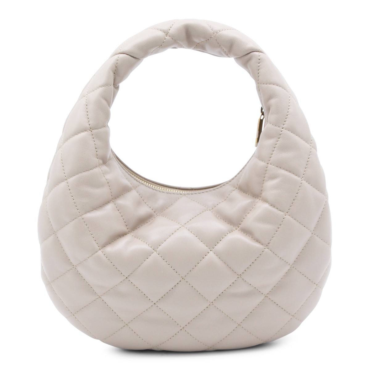 DARK BEIGE LEATHER ICARE B TOP HANDLE...