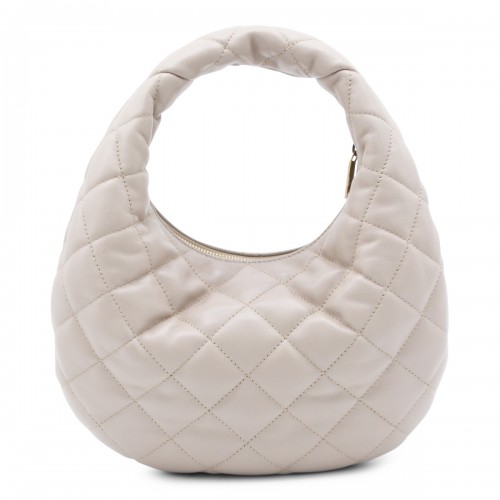 DARK BEIGE LEATHER ICARE B TOP HANDLE BAG