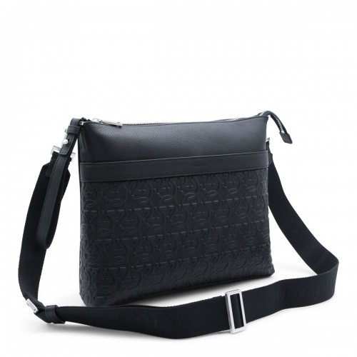 BLACK LEATHER CROSSBODY BAG
