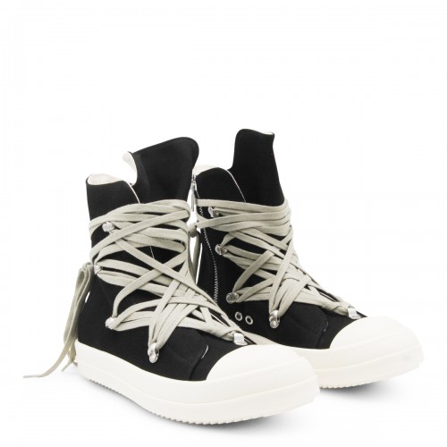 BLACK AND WHITE LEATHER MEGALACES SNEAKERS