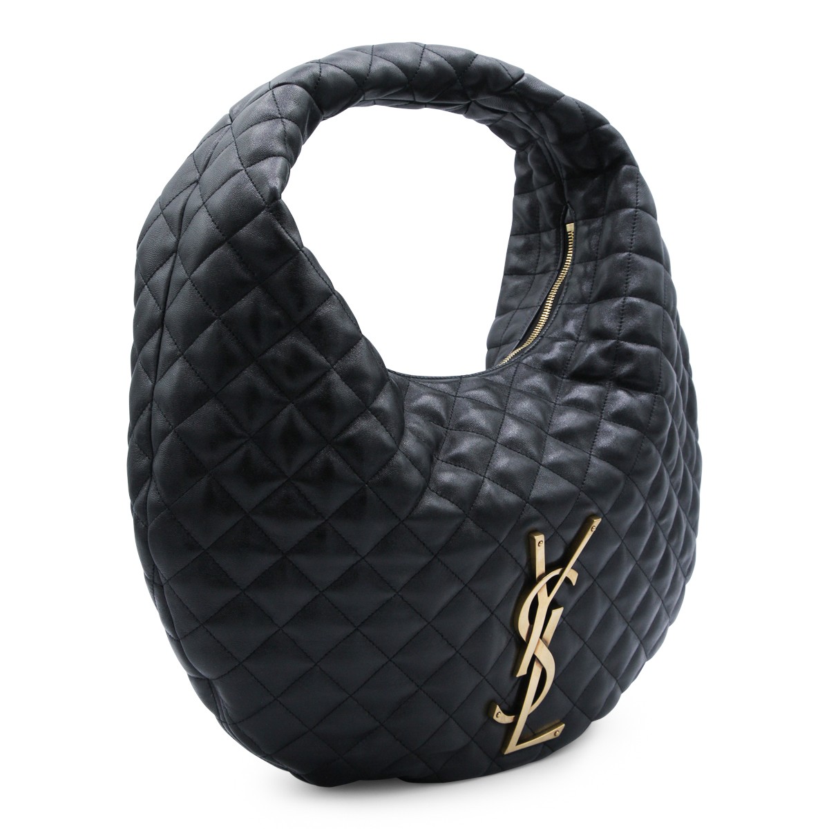 BLACK LEATHER ICARE HOBO SHOULDER BAG