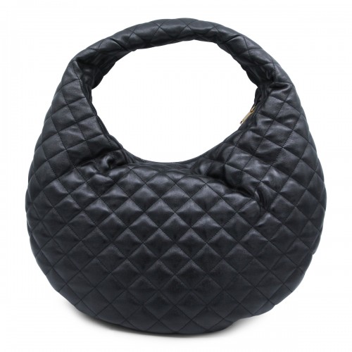 BLACK LEATHER ICARE HOBO SHOULDER BAG
