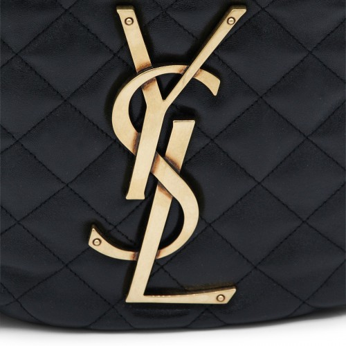 BLACK LEATHER ICARE HOBO SHOULDER BAG