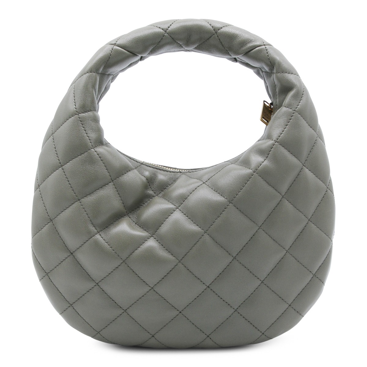 GREY LEATHER ICARINO TOP HANDLE BAG