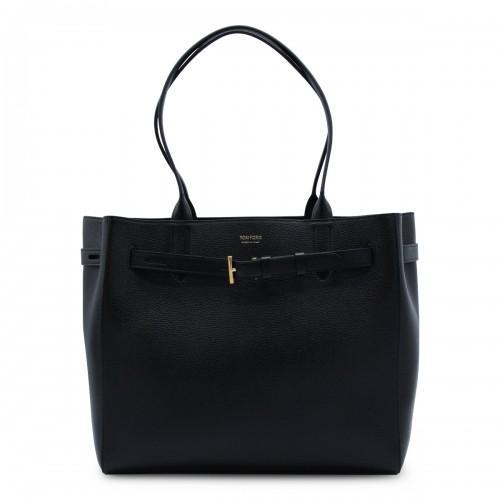 BLACK LEATHER TOTE MEDIUM BAG
