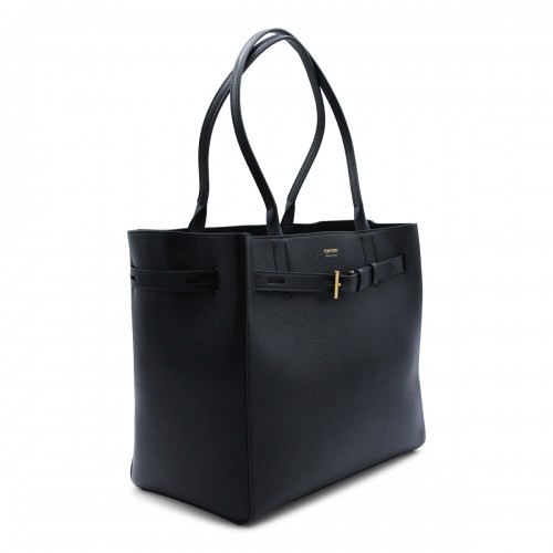 BLACK LEATHER TOTE MEDIUM BAG 2