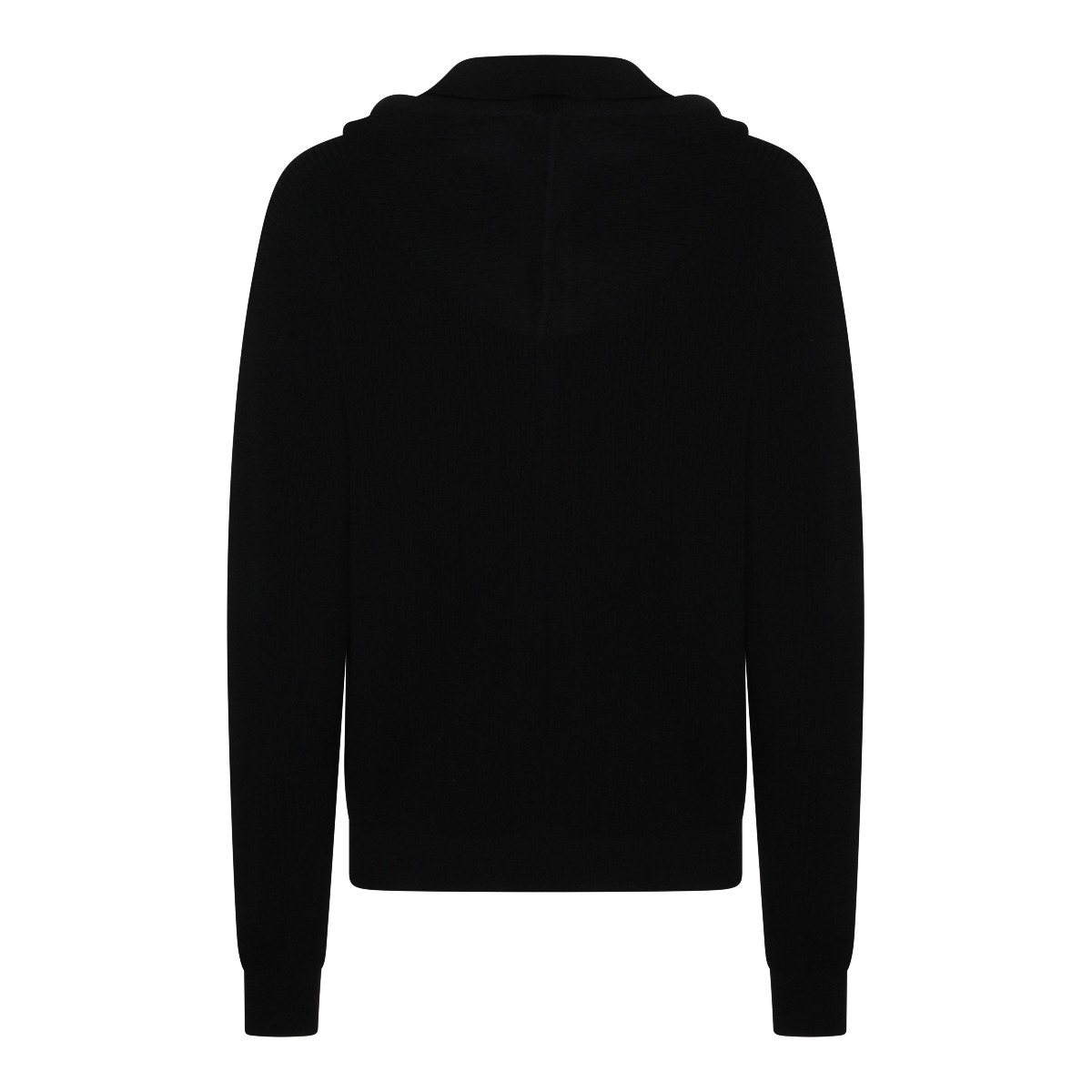 BLACK VIRGIN WOOL HOODED SWEATER