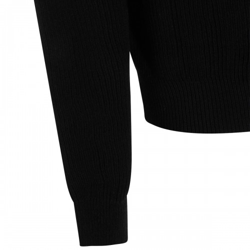 BLACK VIRGIN WOOL HOODED SWEATER