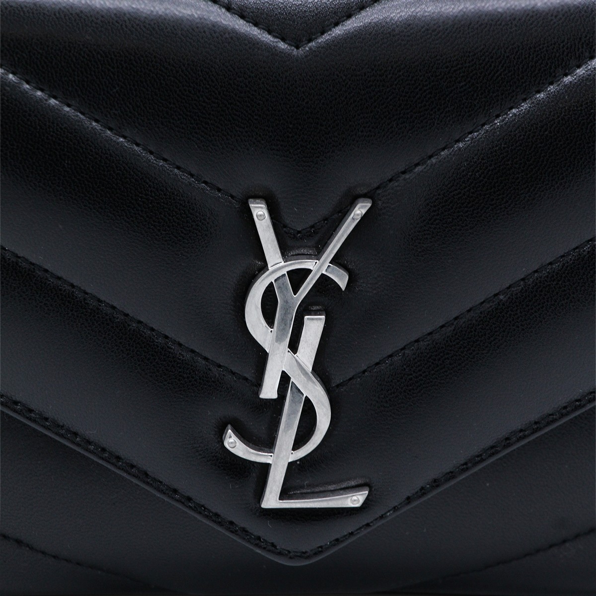 BLACK LEATHER LOULOU SMALL TOP HANDLE...