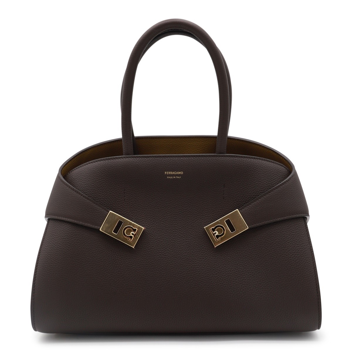 DARK BROWN LEATHER HUG S TOP HANDLE BAG