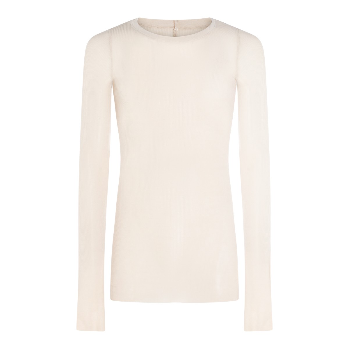 SAND VISCOSE AND SILK BLEND RIB SWEATER