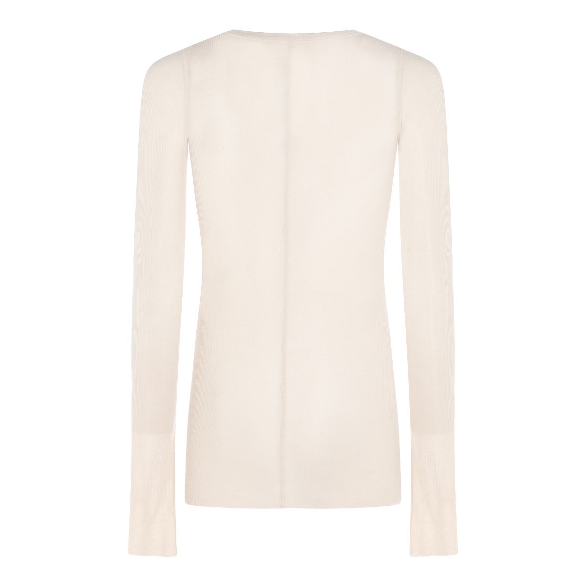 SAND VISCOSE AND SILK BLEND RIB SWEATER