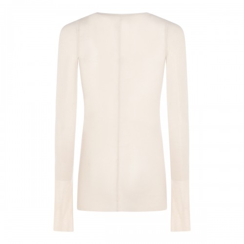 SAND VISCOSE AND SILK BLEND RIB SWEATER