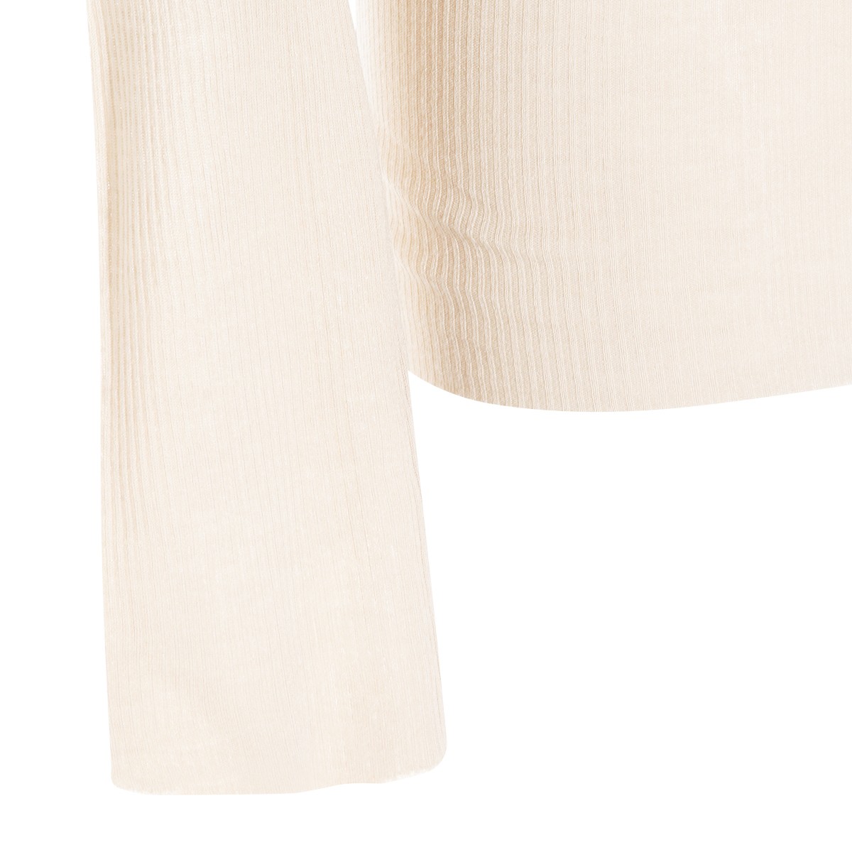 SAND VISCOSE AND SILK BLEND RIB SWEATER