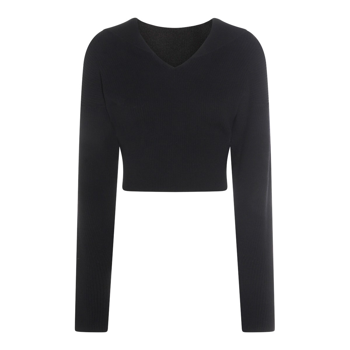 BLACK VIRGIN WOOL CROPPED SWEATER