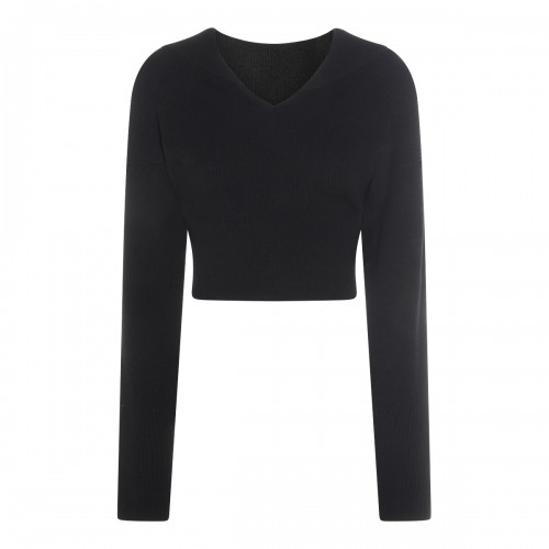 BLACK VIRGIN WOOL CROPPED SWEATER