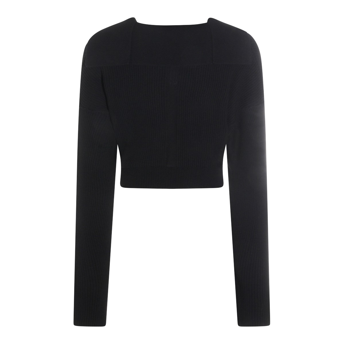 BLACK VIRGIN WOOL CROPPED SWEATER