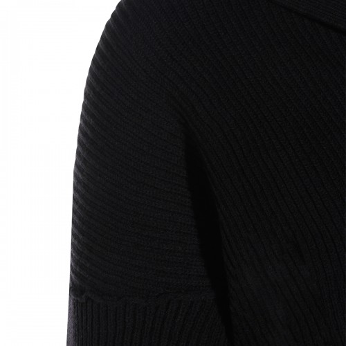 BLACK VIRGIN WOOL CROPPED SWEATER