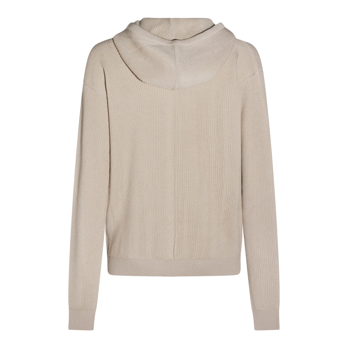 SAND VIRGIN WOOL HOODED SWEATER