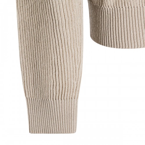 SAND VIRGIN WOOL HOODED SWEATER
