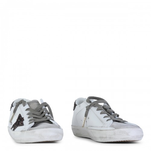 WHITE AND BRONZE SUPER STAR SNEAKERS