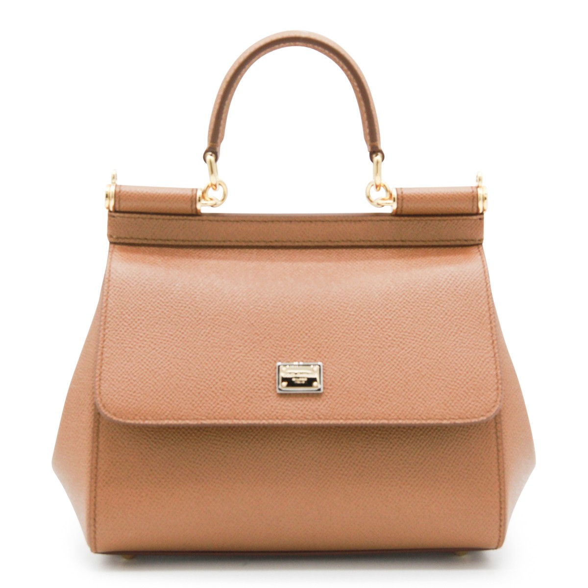 BROWN LEATHER SICILY TOP HANDLE BAG