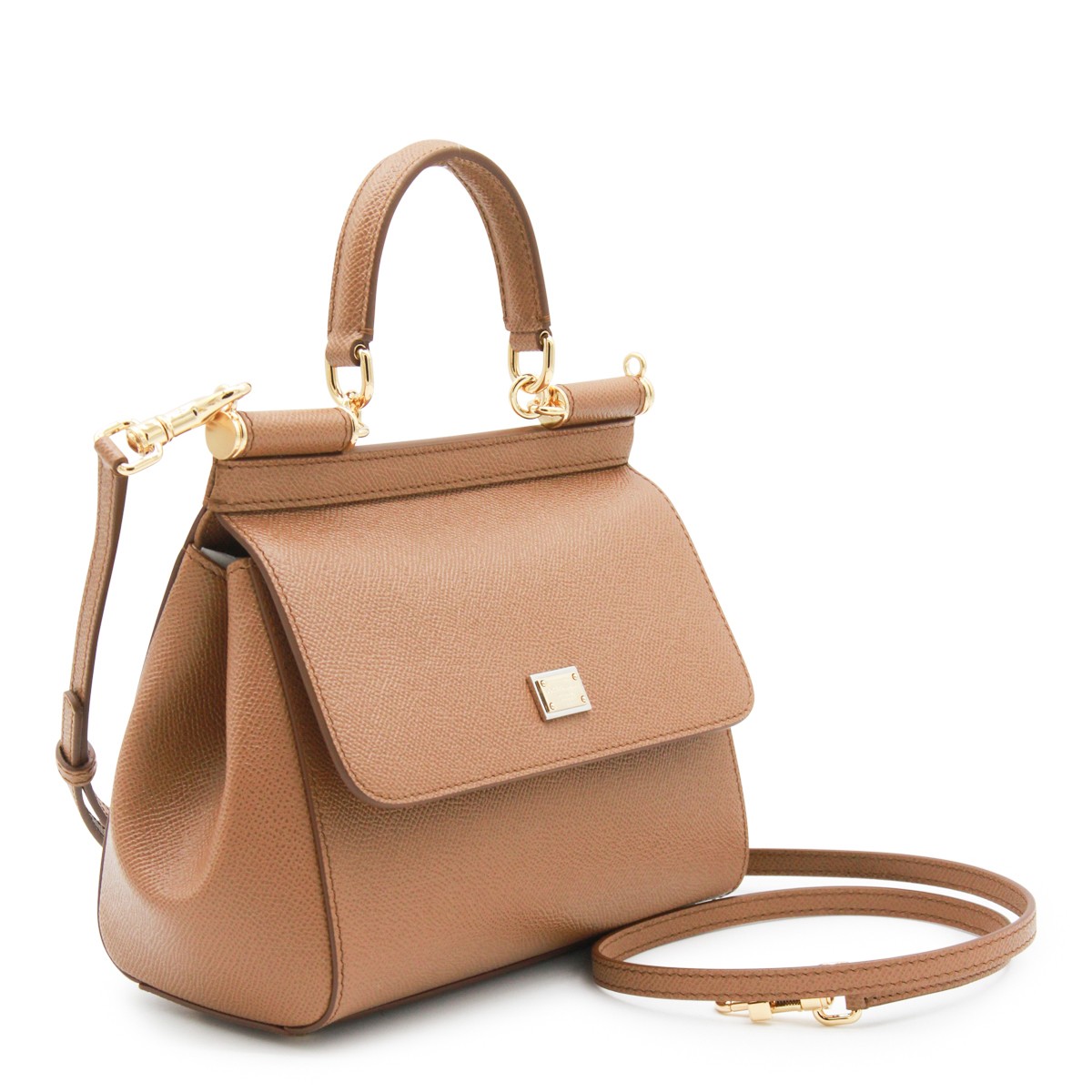 BROWN LEATHER SICILY TOP HANDLE BAG