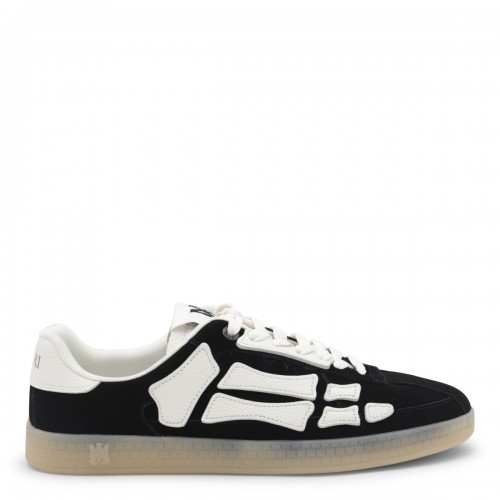 BLACK AND WHITE LEATHER PACIFIC BONES SNEAKERS