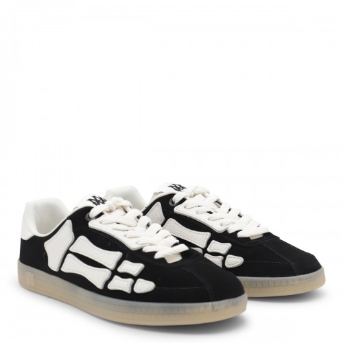BLACK AND WHITE LEATHER PACIFIC BONES SNEAKERS