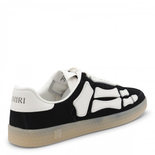 BLACK AND WHITE LEATHER PACIFIC BONES SNEAKERS