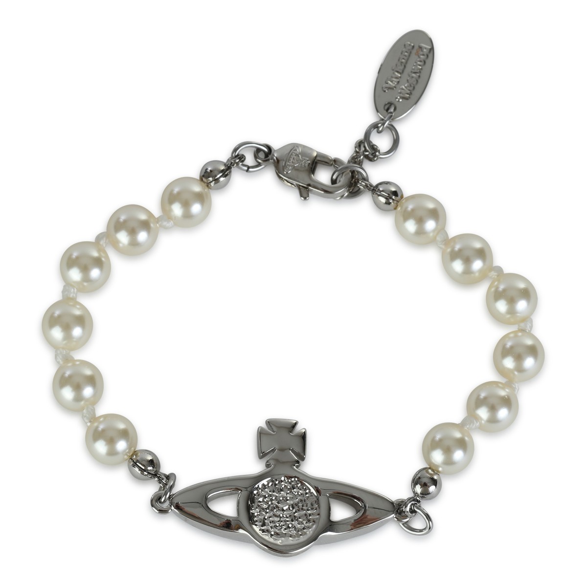 PLATINUM AND PEARLY BRASS BRACELET