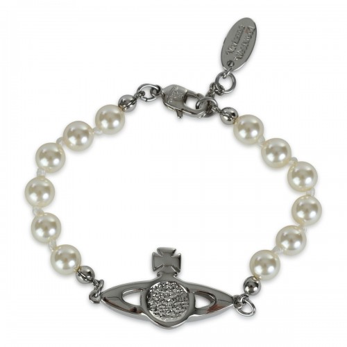 PLATINUM AND PEARLY BRASS BRACELET