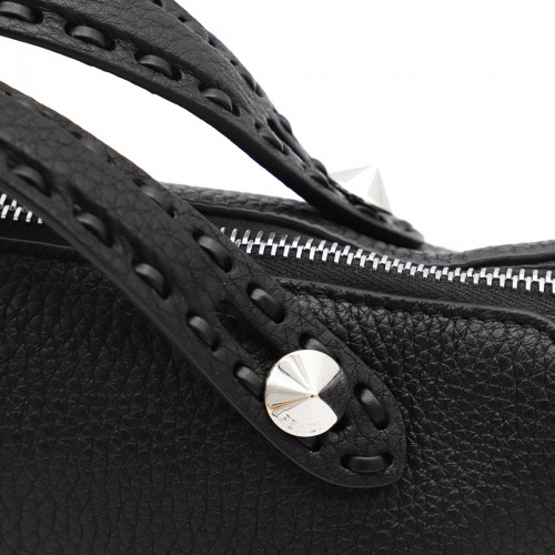 BLACK LEATHER TOP HANDLE BAG